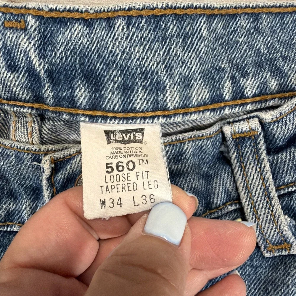 Vintage 90s Levi's 560 Jeans 34x36 Made USA Loose Tapered Red Tab Denim